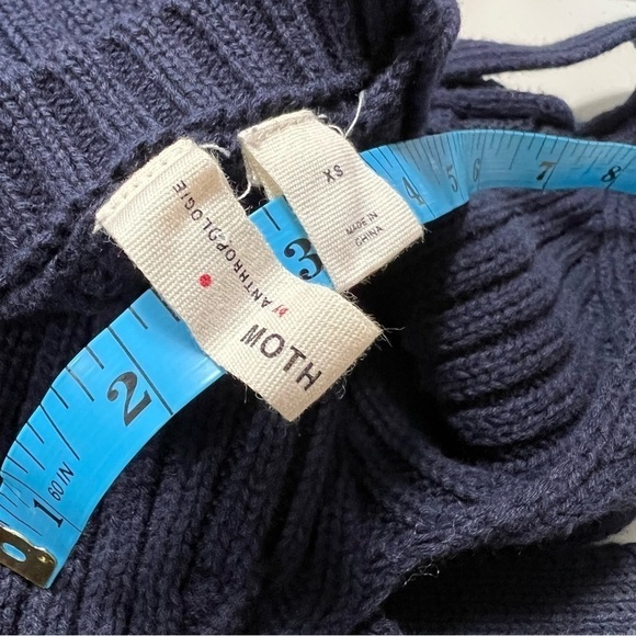 ANTHROPOLOGIE Moth Navy Blue Belted Knitted Sweater Tank - Picture 6 of 9